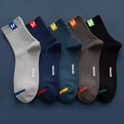 Show details for 5 pairs in a bag Men's pure cotton socks Simple style letter medium tube jacquard casual socks Picture of 5 pairs in a bag Men's pure cotton socks Simple style letter medium tube jacquard casual socks