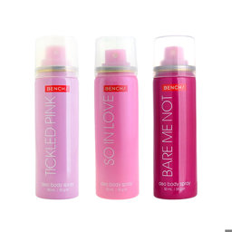 Show details for Bench Pink Deo Body Spray 100ml (Tickled/So In Love/Bare Me Not) Picture of Bench Pink Deo Body Spray 100ml (Tickled/So In Love/Bare Me Not)